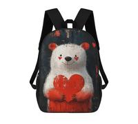 sinyumoney 3D Printed Love Heart Polar Bear Art Print Children's School Backpack for Kids High Capacity Travel Rucksacks Fashion Book Bags Kids School Bag Back Pack 17inch
