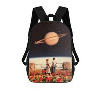sinyumoney 3D Printed Love Under Saturn's Rings Children's School Backpack for Kids High Capacity Travel Rucksacks Fashion Book Bags Kids School Bag Back Pack 17inch