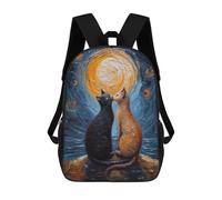 sinyumoney 3D Printed Loving Cats Children Backpacks Kids Cute School Backpack Outdoor Casual Daypack for Boys Middle School Students 17inch