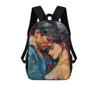 sinyumoney 3D Printed Loving Couple Watercolor Children's 17inch School Backpack for Kids High Capacity Travel Rucksacks Fashion Book Bags Kids School Bag