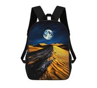 sinyumoney 3D Printed Lunar Dunes Moonlit Desert And Shimmering Path Children School Bookbags Fashion Rucksack Casual Travel Children's Backpacks Large Capacity Daypack for Boys Girls 17inch