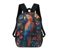 sinyumoney 3D Printed Macaw in Tropical Paradise Children School Bookbags Fashion Rucksack Casual Travel Children's Backpacks Large Capacity Daypack for Boys Girls 17inch