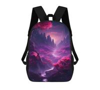 sinyumoney 3D Printed Magenta Fantasy Nature Children's 17inch School Backpack for Kids High Capacity Travel Rucksacks Fashion Book Bags Kids School Bag