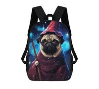 sinyumoney 3D Printed Magic Pug Retro Pixel Art Children School Backpack Fashion Rucksack Casual Travel 17inch Backpacks Large Capacity Daypack for Boys Girls