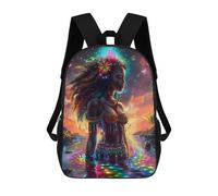 sinyumoney 3D Printed Magical Black Girl School Backpack With Big Pockets for Kids Children's Backpacks Boy Girl Book Bags Kids School Bag 17inch