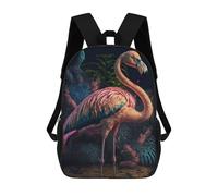 sinyumoney 3D Printed Magical Flamingo in Enchanted Forest School Backpack With Big Pockets for Kids, Children's Backpacks Book Bags Kids School Bag 17inch