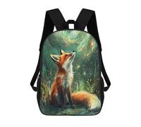 sinyumoney 3D Printed Magical Forest Fox School Bag Boys Girls Children's 17inch Backpack School Backpack Casual Fashion Backpack for in School Or Travel