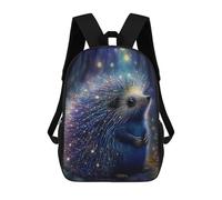 sinyumoney 3D Printed Magical Hedgehog Forest School Backpack With Big Pockets for Kids Children's Backpacks Boy Girl Book Bags Kids School Bag 17inch