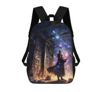 sinyumoney 3D Printed Magical Library of Wonders School Bag Boys Girls Children's School Backpack Casual Fashion Backpack for in School Or Travel 17inch
