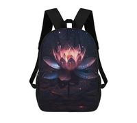 sinyumoney 3D Printed Magical Lotus Children's 17inch School Backpack for Kids High Capacity Travel Rucksacks Fashion Book Bags Kids School Bag