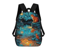 sinyumoney 3D Printed Magical Night Pond Scene Children School Backpack Fashion Rucksack Casual Travel 17inch Backpacks Large Capacity Daypack for Boys Girls