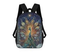 sinyumoney 3D Printed Magical Peacock Forest Scene School Bag Boys Girls Children's 17inch Backpack School Backpack Casual Fashion Backpack for in School Or Travel