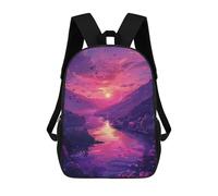 sinyumoney 3D Printed Magical Sunset Over Lake Children's 17inch School Backpack for Kids High Capacity Travel Rucksacks Fashion Book Bags Kids School Bag