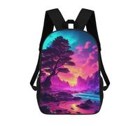 sinyumoney 3D Printed Magical Twilight Shoreline Children Backpacks Kids Cute School Backpack Outdoor Casual Daypack for Boys Middle School Students 17inch