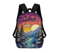 sinyumoney 3D Printed Magical Winter Sunset Pathway Children School Backpack Fashion Rucksack Casual Travel 17inch Backpacks Large Capacity Daypack for Boys Girls