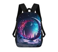 sinyumoney 3D Printed Magical Winter Wonderland Scene School Bag Boys Girls Children's 17inch Backpack School Backpack Casual Fashion Backpack for in School Or Travel