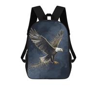 sinyumoney 3D Printed Majestic Eagle in Flight with Golden Accents Children Backpacks Kids Cute School Backpack Outdoor Casual Daypack for Boys Middle School Students 17inch