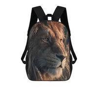 sinyumoney 3D Printed Majestic Lion Portrait Children Backpacks Kids Cute School Backpack Outdoor Casual Daypack for Boys Middle School Students 17inch