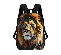 sinyumoney 3D Printed Majestic Lion Portrait Children's School Backpack for Kids High Capacity Travel Rucksacks Fashion Book Bags Kids School Bag Back Pack 17inch