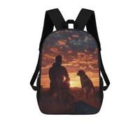 sinyumoney 3D Printed Man With His Dog In Mind Children's 17inch School Backpack for Kids High Capacity Travel Rucksacks Fashion Book Bags Kids School Bag