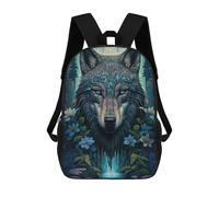 sinyumoney 3D Printed Mandala Wolf in Jungle School Backpack With Big Pockets for Kids Children's Backpacks Boy Girl Book Bags Kids School Bag 17inch
