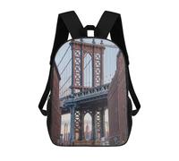 sinyumoney 3D Printed Manhattan Bridge Reflections Children's School Backpack for Kids High Capacity Travel Rucksacks Fashion Book Bags Kids School Bag Back Pack 17inch