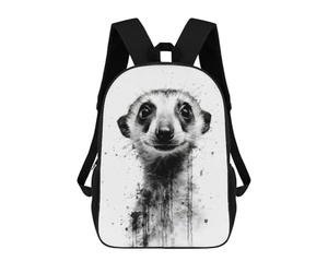 sinyumoney 3D Printed Meerkat Beauty Watercolor School Backpack With Big Pockets for Kids, Children's Backpacks Book Bags Kids School Bag 17inch