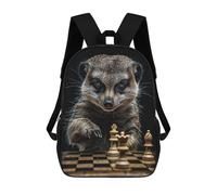 sinyumoney 3D Printed Meerkat Chess Children's School Backpack for Kids High Capacity Travel Rucksacks Fashion Book Bags Kids School Bag Back Pack 17inch