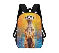 sinyumoney 3D Printed Meerkat Paintings Children's 17inch School Backpack for Kids High Capacity Travel Rucksacks Fashion Book Bags Kids School Bag