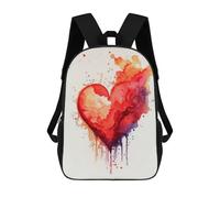 sinyumoney 3D Printed Melting Heart Watercolor Art Children's School Backpack for Kids High Capacity Travel Rucksacks Fashion Book Bags Kids School Bag Back Pack 17inch