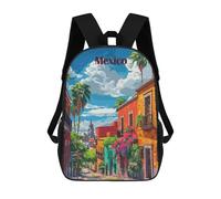 sinyumoney 3D Printed Mexico City Street Scene Children's School Backpack for Kids High Capacity Travel Rucksacks Fashion Book Bags Kids School Bag Back Pack 17inch