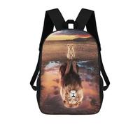 sinyumoney 3D Printed Mirrored Lion And Cub School Backpack With Big Pockets for Kids Children's Backpacks Boy Girl Book Bags Kids School Bag 17inch