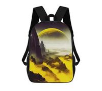 sinyumoney 3D Printed Misty Alien Landscape with Giant Planet School Backpack With Big Pockets for Kids, Children's Backpacks Book Bags Kids School Bag 17inch