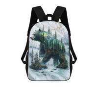 sinyumoney 3D Printed Misty Mountain Bear School Bag Boys Girls Children's School Backpack Casual Fashion Backpack for in School Or Travel 17inch