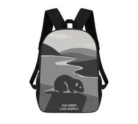 sinyumoney 3D Printed Mole Illustration with Motivational Quote School Bags Kids 17inch Backpacks Casual Fashion School Bag Backpacks Book Bags for Boys Elementary And Middle School Students