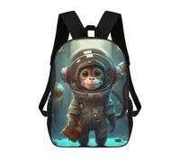 sinyumoney 3D Printed Monkey Astronaut in Space Suit-1 Children Backpacks Kids Cute School Backpack Outdoor Casual Daypack for Boys Middle School Students 17inch