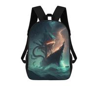 sinyumoney 3D Printed Monstrous Sea Beast Attacking Ship Children's School Backpack for Kids High Capacity Travel Rucksacks Fashion Book Bags Kids School Bag Back Pack 17inch