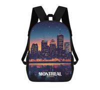 sinyumoney 3D Printed Montreal Canada Skyline at Night Children School Bookbags Fashion Rucksack Casual Travel Children's Backpacks Large Capacity Daypack for Boys Girls 17inch
