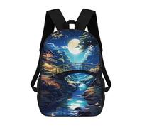 sinyumoney 3D Printed Moon Night Landscape School Backpack for Kids Children's 17inch Backpacks Boy Girl Book Bags Kids School Bag