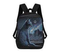 sinyumoney 3D Printed Moonlight Cat Painting School Backpack for Kids Children's 17inch Backpacks Boy Girl Book Bags Kids School Bag