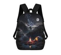 sinyumoney 3D Printed Moonlit Campfire Reflections School Backpack With Big Pockets for Kids Children's Backpacks Boy Girl Book Bags Kids School Bag 17inch
