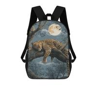 sinyumoney 3D Printed Moonlit Leopard Resting School Bag Boys Girls Children's 17inch Backpack School Backpack Casual Fashion Backpack for in School Or Travel