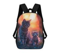 sinyumoney 3D Printed Mother Cat And Kitten at Sunset Children's 17inch School Backpack for Kids High Capacity Travel Rucksacks Fashion Book Bags Kids School Bag