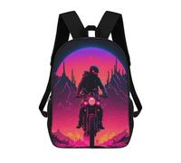 sinyumoney 3D Printed Motorcycle Desert Sunset School Backpack With Big Pockets for Kids Children's Backpacks Boy Girl Book Bags Kids School Bag 17inch