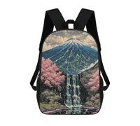 sinyumoney 3D Printed Mount Fuji And Cherry Blossoms Sakura Japan Landscape School Bag Boys Girls Children's School Backpack Casual Fashion Backpack for in School Or Travel 17inch