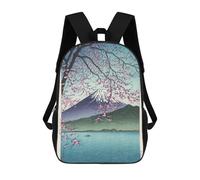 sinyumoney 3D Printed Mount Fuji with Cherry Blossoms School Bags Kids Backpacks Casual Fashion Backpacks Book Bags for Boys Elementary And Middle School Students 17inch