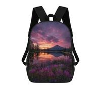 sinyumoney 3D Printed Mountain Lake Sunset Reflections Children's 17inch School Backpack for Kids High Capacity Travel Rucksacks Fashion Book Bags Kids School Bag