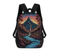 sinyumoney 3D Printed Mountain River Sunset Children's School Backpack for Kids High Capacity Travel Rucksacks Fashion Book Bags Kids School Bag Back Pack 17inch