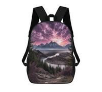 sinyumoney 3D Printed Mountain River Sunset Landscape Children's 17inch School Backpack for Kids High Capacity Travel Rucksacks Fashion Book Bags Kids School Bag