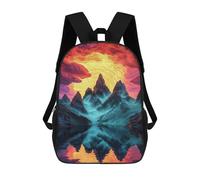 sinyumoney 3D Printed Mountain Sunset Reflection School Bag Boys Girls Children's 17inch Backpack School Backpack Casual Fashion Backpack for in School Or Travel